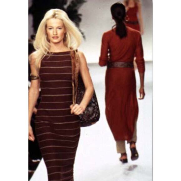 Ralph Lauren Collection Purple Label Runway 1997 Linen Midi Dress Vintage M - Picture 3 of 10